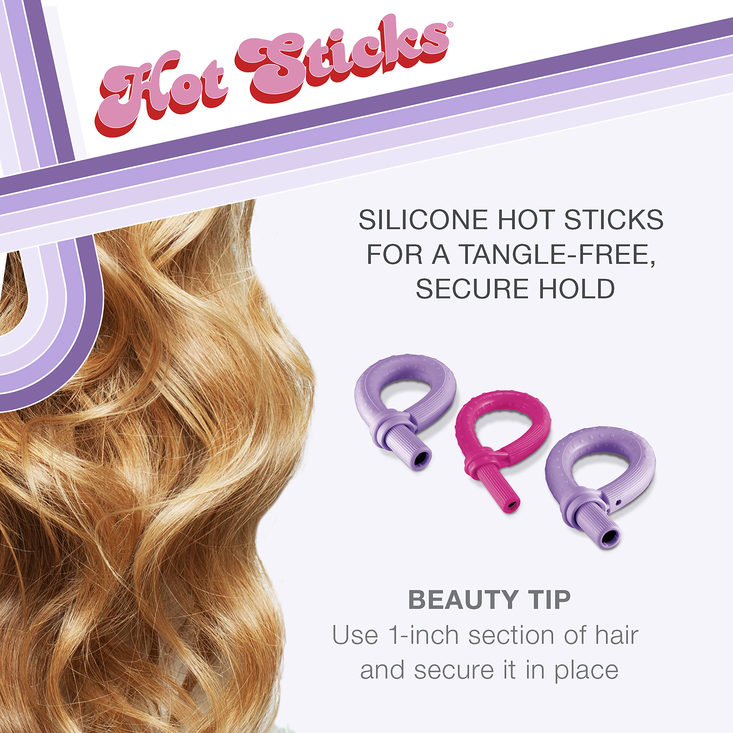 Conair HOT STICKS, Silicone Hot Roller Set with 7 Small and 7 Medium Rollers, No Clips Needed